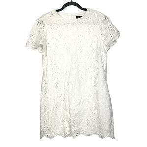 Zara Woman White Eyelet Lace Mini Dress Size Large